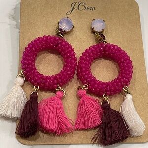 NEW J CREW BEADED TASSEL STATEMENT EARRINGS